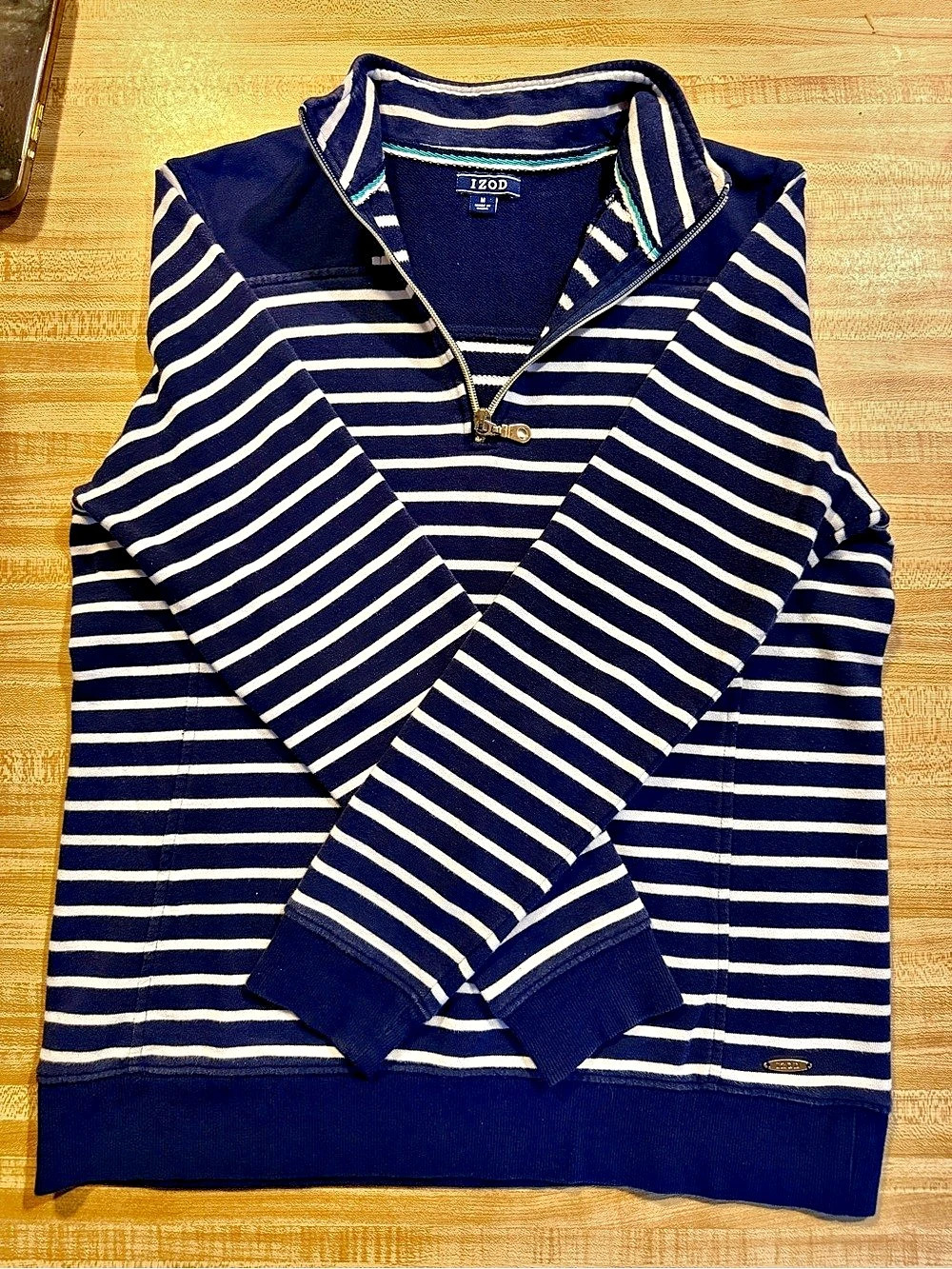 IZOD Performance Comfort Feeder Stripe Quarter-Zip Pullover Women’s Blue & White